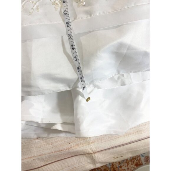 Oleg Cassini Women's A Line Caviar Beaded Weddiing Dress With Train - 20 - Picture 12 of 16